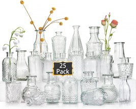 Glass Bud Vases Set Of 25,Small Clear Vases For Flowers, Bud Vases In Bulk, - £39.28 GBP