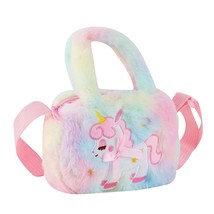 Kid Embroidery Unicorn Plush Crossbody Purses And Handbags Little Girls Rainbow  - £14.17 GBP