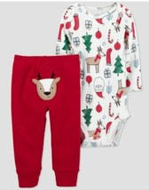 Carter&#39;s Just One You Baby Size 12 Months 2pc Reindeer Top &amp; Bottom Set (P) - £6.89 GBP