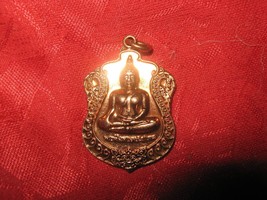 Asian Thailand Thai Buddha Buddhist Copper Tone Charm Medal Pendant Necklace - £10.27 GBP