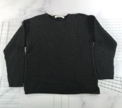 Vintage Brooks Brothers Crewneck Sweater Womens Large Black Cable Knit Thick - £21.82 GBP