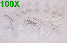 100x WHITE FROSTED 5mm LED Pack Diffused Round 3-3.3 Volts - USA - $5.81