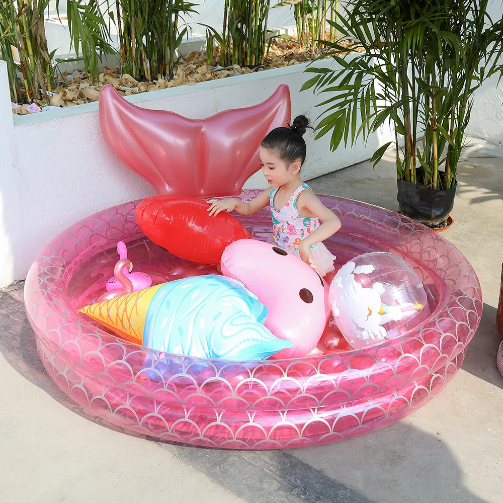 Inflatable Mermaid Round Inflatable Swimming Pool 120/150CM PVC Paddling Pool - £25.46 GBP+