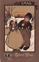 Natale Christmas-To Saluta Il You-Dutch Girl &amp; Ragazzo Cartolina - £7.62 GBP