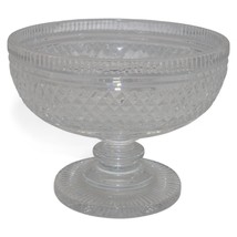 Vintage Diamond-Cut Clear Crystal Pedestal Bowl - $611.64 MXN