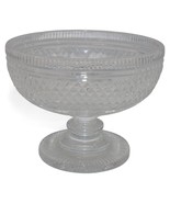 Vintage Diamond-Cut Clear Crystal Pedestal Bowl - $608.07 MXN