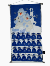 Advent Calendar Snow Buddies Christmas Cloth Banner Countdown Pocket Bag Snowman - £18.15 GBP