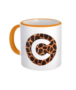 Monogram Letter C : Gift Mug Giraffe Letter Initial ABC Print Circle - £12.69 GBP