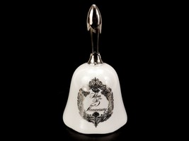 Napcoware Porcelain Hand Bell, Silver 25th Anniversary, Japan, Vintage 1970s Era - £15.37 GBP