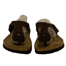 Curfew T-Strap Thong Sandals Brown Suede Women Size 7 Buckle Accent Strap - €8,37 EUR