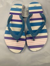 Coach Clementine Rubber Multi Stripe Flip Flops Women&#39;s Size 7 Azure Blu... - $29.40