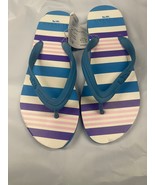 Coach Clementine Rubber Multi Stripe Flip Flops Women&#39;s Size 7 Azure Blu... - $542.61 MXN