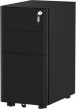 Black 3-Drawer Metal Filing Cabinet, Pre-Built Office Storage, By Yitahome. - £102.29 GBP