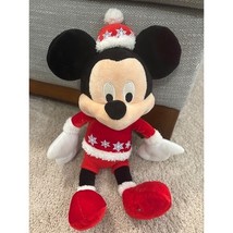 Disney Christmas Mickey Mouse Plush Toy With Rattle Santa Outfit &amp; Snowf... - $24.64 CAD