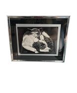 Vintage Cat and Dog Print Black White Signed Droguett Framed Wall Art 10x8 - $30.60