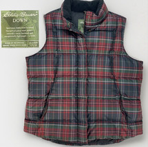 Eddie Bauer Vest Womens Large Quilted Goose Down Plaid Puffer Full Zip VTG Y2K - $27.32