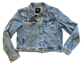 Bagatelle Denim Jacket Womens Small Blue Cropped Jean Coat Button Up Collared - £5.57 GBP