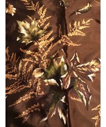 Vintage Hammura Satin Ferns Foliage Brown Scarf Rolled Edge Water Repellent - $22.49 CAD