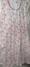 Women’s North Style Nightgown Nightshirt White &amp; Red Butterfly Floral Print 2X - £24.13 GBP