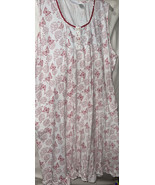 Women’s North Style Nightgown Nightshirt White &amp; Red Butterfly Floral Pr... - $565.99 MXN