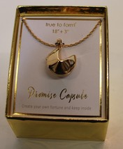 True To Form Promise Capsule Goldtone Fortune Cookie Necklace 21&quot; L NEW in BOX - £27.70 GBP