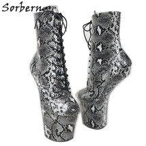 Custom Color Women Boots No Heels Ankle High Platform Shoe Hoof Heeled Stripper  - £186.93 GBP
