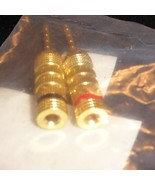 NEW Monoprice 5975 1 PAIR Gold Plated Speaker Pin Plugs, Pin Screw Type ... - $2.96