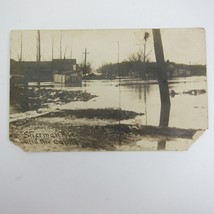 Real Photo Postcard RPPC 1913 Dayton Ohio Flood Sherman Ave &amp; the Canal Antique - £14.95 GBP