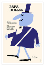Movie Poster for Hungarian film&quot;Papa DOLLAR&quot;Purple Rich Guy.Funny graphic.Decor - £12.89 GBP
