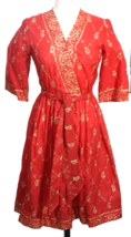 Raymond Exquisite Red Gold Traditional Indian Dress Size S/M Belted Ethn... - £92.92 GBP