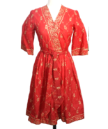 Raymond Exquisite Red Gold Traditional Indian Dress Size S/M Belted Ethn... - £90.16 GBP