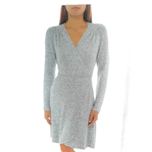 Spense Sweater Dress Gray Size L Long Sleeves Faux Wrap Lightweight A-Line - £19.50 GBP
