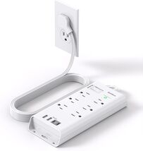 5 FT Surge Protector Power Strip 8 Outlets 4 USB Ports Flat Plug Charger... - $8.46