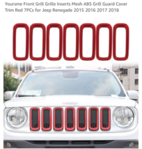 Front Grille Inserts Mesh Grill Guard Cover Trim Red 7PC for Jeep Renega... - $332.42 MXN