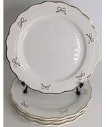 4 Salad Plates Yedi GOLD BOW Ceramic 8in Holiday Glam White New - €50,66 EUR