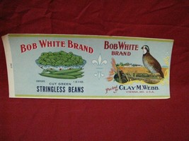 Vintage Bob White Brand Advertising Paper label - £11.86 GBP