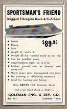 1957 Print Ad Sportsman&#39;s Friend Fiberglass Duck &amp; Fish Boats Coleman,TX - £7.37 GBP