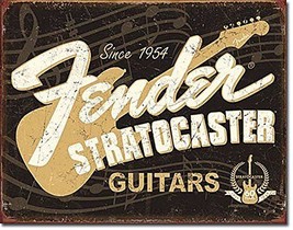 Fender Stratocaster 60th Anniversary Guitar Distressed Retro Metal Tin Sign New - £12.38 GBP
