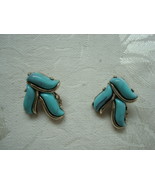 Vintage Clip Earrings ~ Faux Turquoise ~ Gold-tone - £3.53 GBP