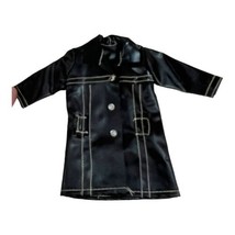 Vtg 1960s Barbie Clone Maddie MOD Black Shiny Raincoat Faux Leather Tren... - £18.37 GBP