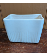 Vintage 1940&#39;s McCoy Glossy White Ribbed Planter Scalloped Edge MCM USA - $19.24