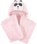New HUDSON Baby HOODED PLUSH BLANKET Soft Poly Pink Panda Cozy Infant Gi... - £17.08 GBP