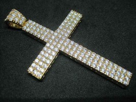 7.62 Ct Round Cut Diamond Beautiful Cross Pendant 14k Yellow Gold Over - £83.92 GBP