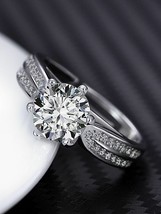 1.50 Ct Round Diamond Solitaire Wedding Engagement Ring in 18K White Gold Over - £80.41 GBP