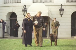 President Bill Clinton Hillary and Buddy walk on White House lawn Photo Print - $8.81+