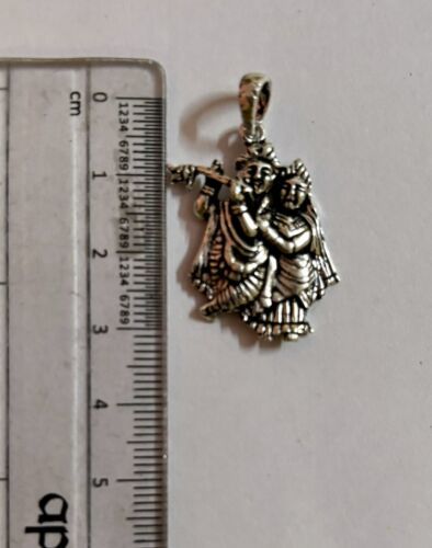925 Sterling Silver Lord Radha Krishna Pendant, Wearing Temple, Puja 4.1 gm Item image 7