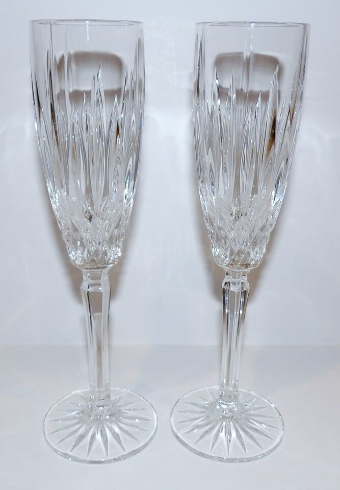 STUNNING PAIR OF MIKASA CRYSTAL OLD DUBLIN 8 7/8&quot; CHAMPAGNE FLUTES - $34.64