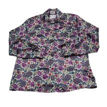 Leslie Fay Shirt Womens Multicolor Floral Long Sleeve Button Up Cowl Nec... - $19.68