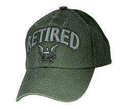 Navy Retired 3-D Logo Od Olive Military Hat Cap - £26.98 GBP