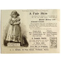Hinds Honey Almond Cream 1894 Advertisement Victorian Skin Care Beauty A... - $19.99